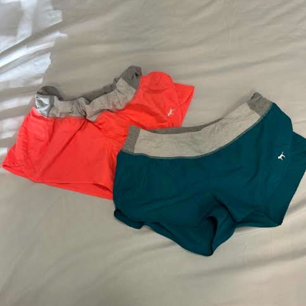 pink and blue jogger shorts